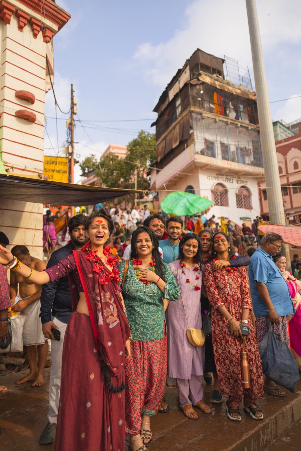 Our circle on the ghats of Kashi
